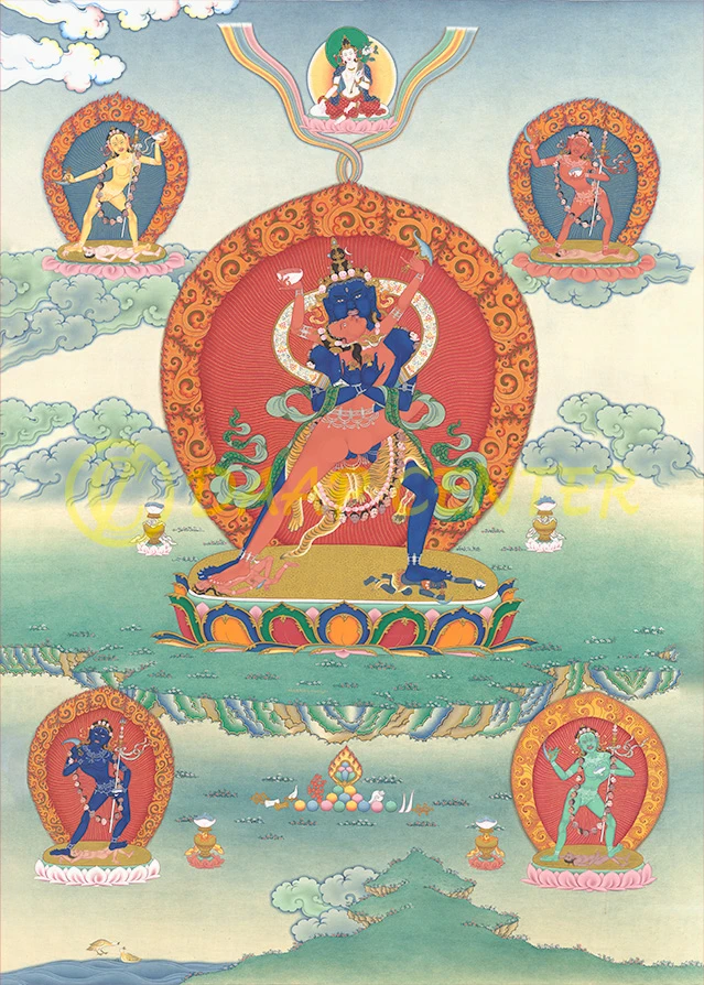 Chackrasamvara (2 Armes, 1 face surrounded by 5 dakini